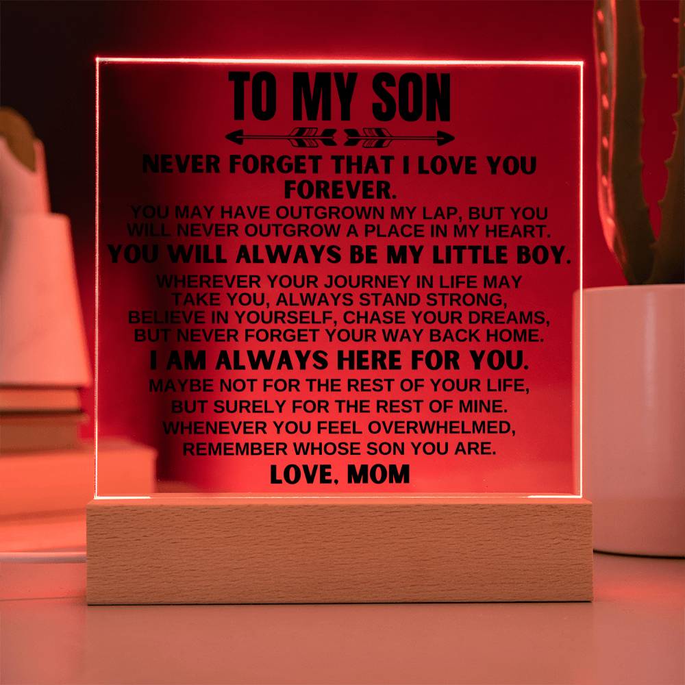 Jewelry To My Son - Love Mom - LED-Lit Acrylic Plaque - AC25