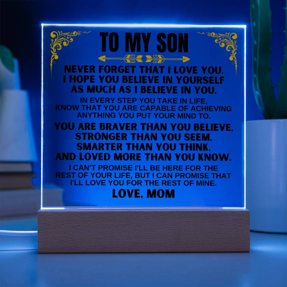 Jewelry To My Son - Love Mom - LED-Lit Acrylic Plaque - AC27