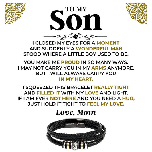 Jewelry To My Son | Mom | Braided Bracelet Gift Set - SS521