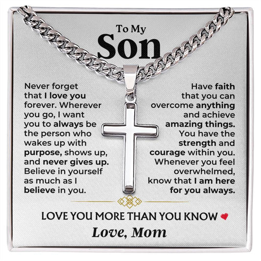 Jewelry To My Son - Mom - Love You More Than You Know - Artisan Cross Gift Set - SS542S