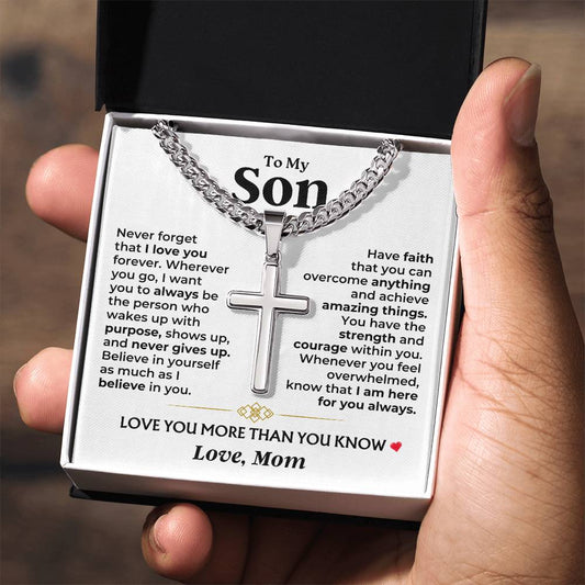 Jewelry To My Son - Mom - Love You More Than You Know - Artisan Cross Gift Set - SS542S