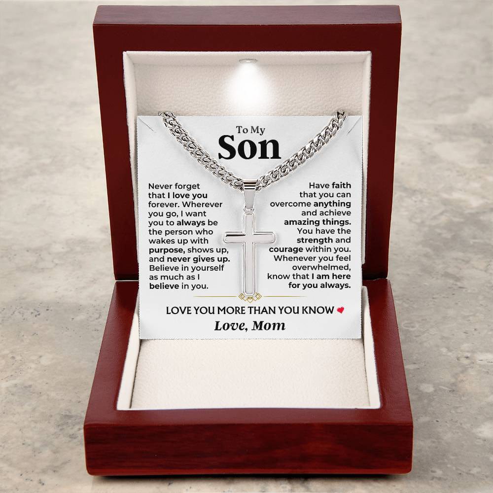 Jewelry To My Son - Mom - Love You More Than You Know - Artisan Cross Gift Set - SS604S