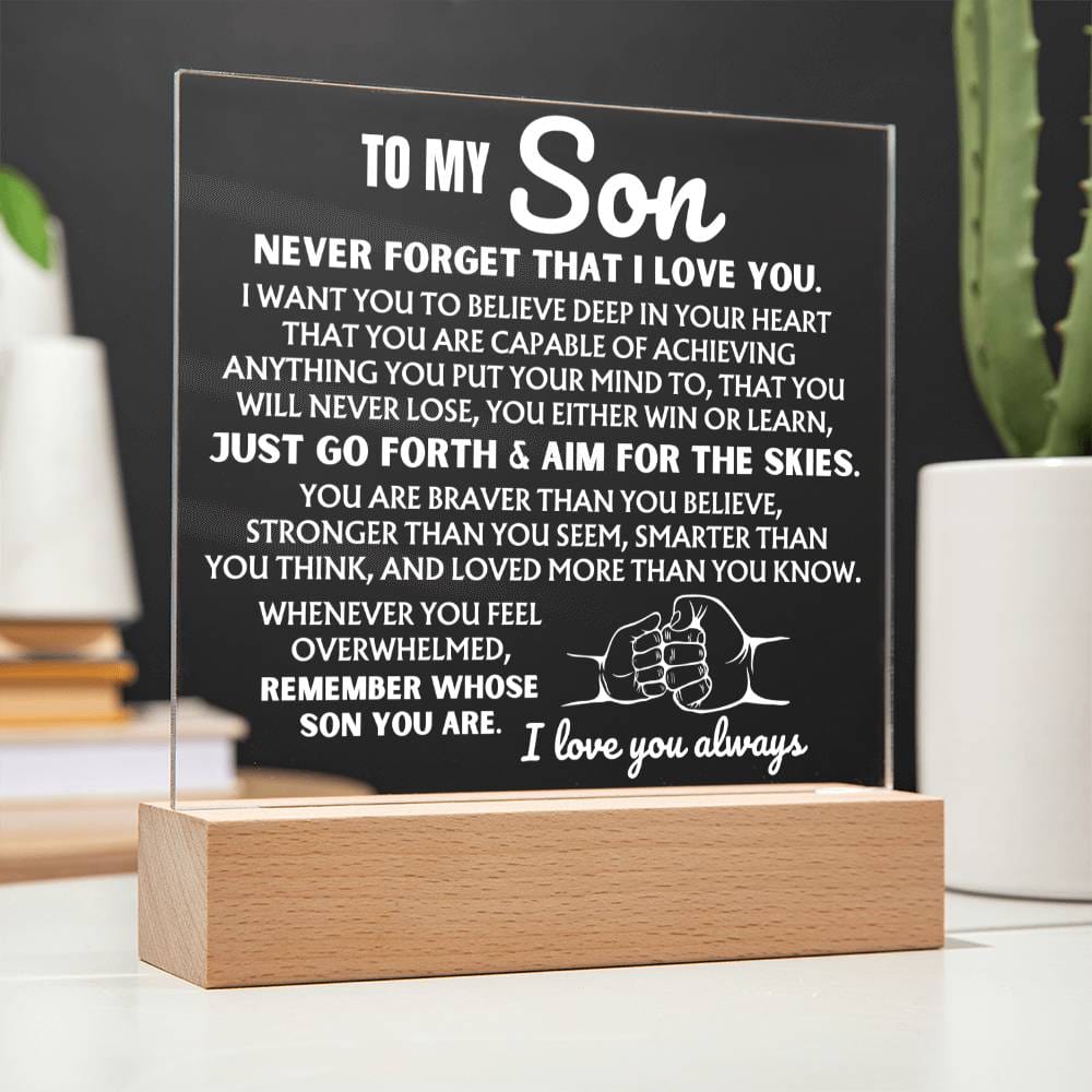 Coperta In Pile Personalizzata "To My Son Never Forget That I Love You": Super Morbida In Flanella Di Poliestere, Misura 130x150 O 150x200 Cm. Regalo Affettuoso Da Mamma A Figlio.
