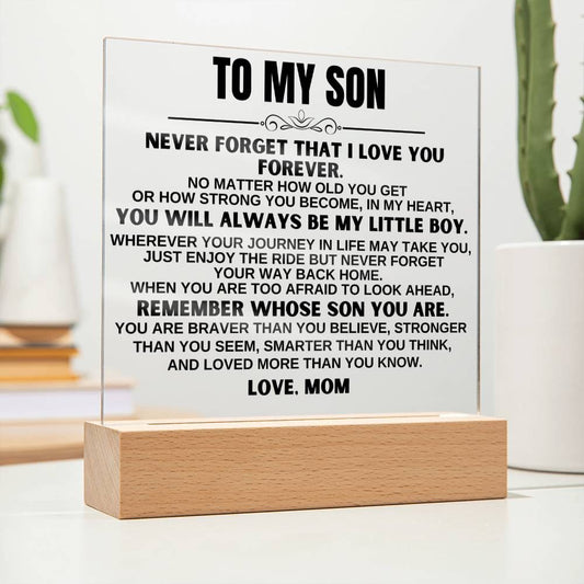 Jewelry To My Son "You'll Always Be My Little Boy" Acrylic Plaque with LED Light - AC19