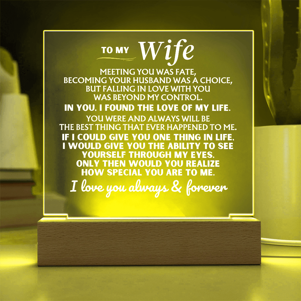Jewelry To My Wife "I Love You Always & Forever" Acrylic Plaque with LED-Lit Wood Base - AC53