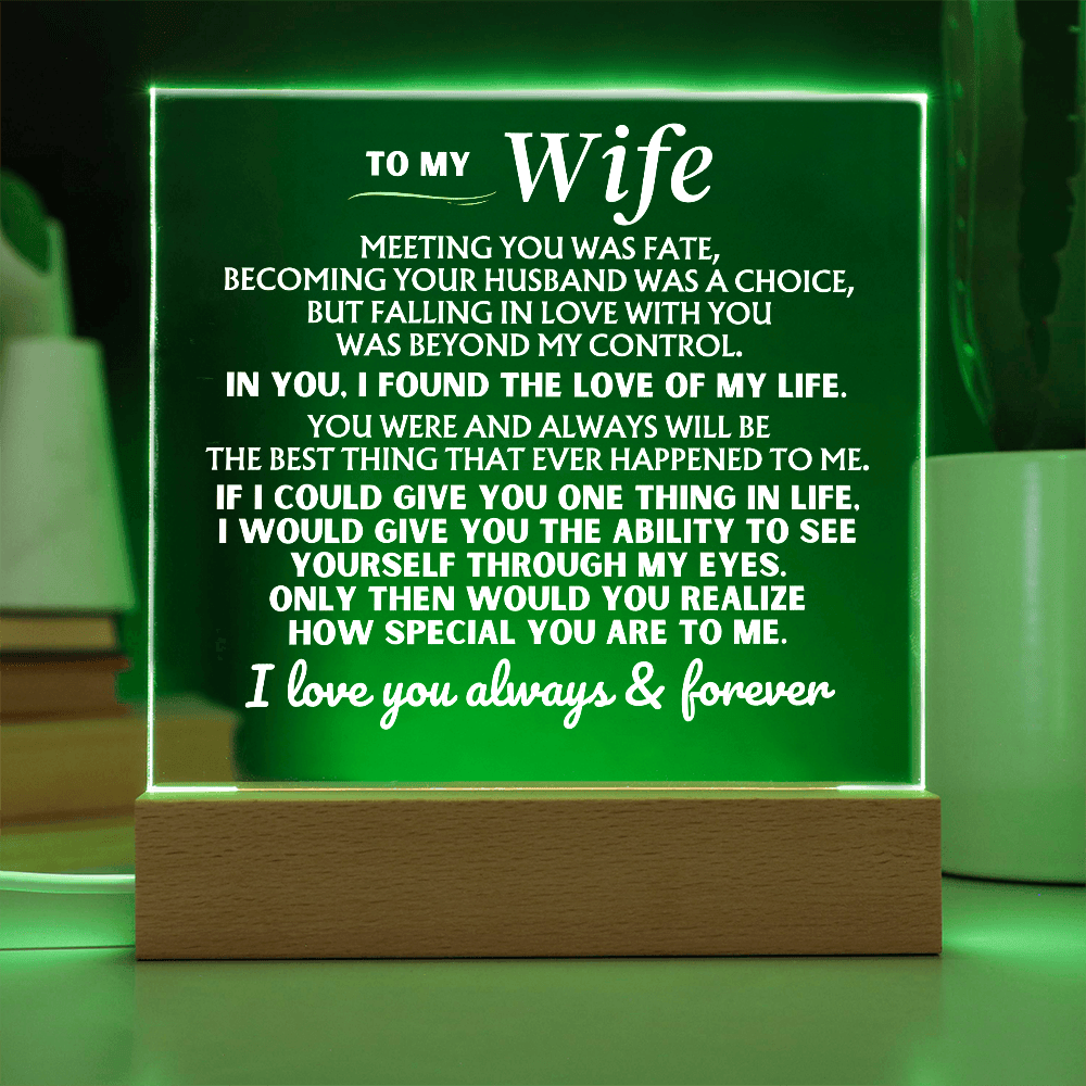 Jewelry To My Wife "I Love You Always & Forever" Acrylic Plaque with LED-Lit Wood Base - AC53