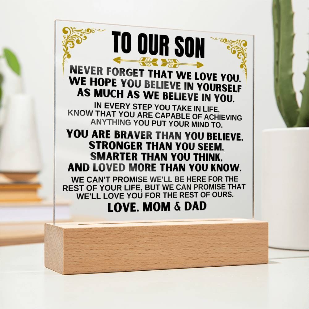 Jewelry To Our Son - Love Mom & Dad - LED-Lit Acrylic Plaque - AC27MD
