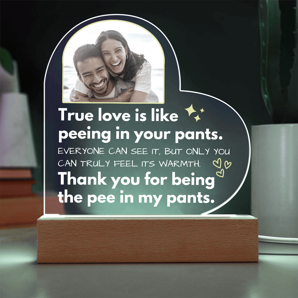 Jewelry True Love Is Like Peeing In Your Pants - Custom Acrylic w/ LED Table Lamp - AC36v3