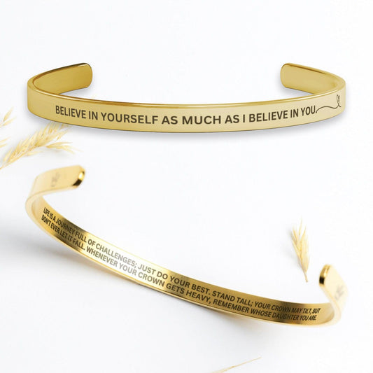 Jewelry "Whenever your crown gets heavy, remember whose daughter you are" - Cuff Bracelet - SS489