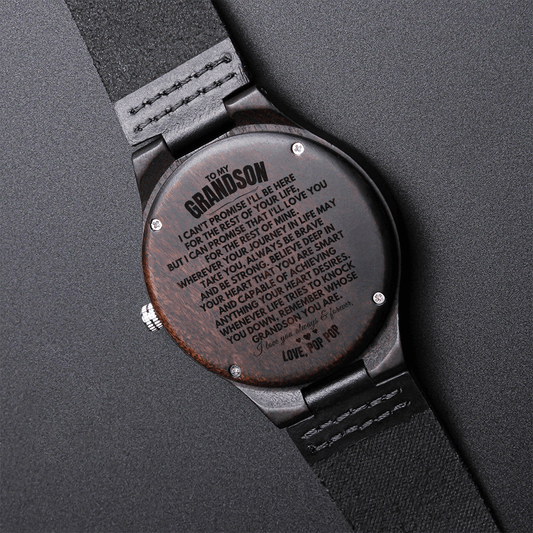 Watches To My Grandson - Love, PopPop - Engraved Wood Watch - SS146POP