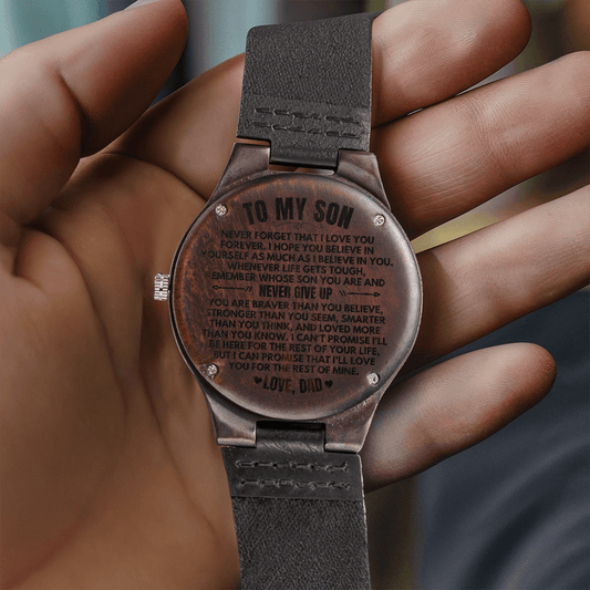 Watches To My Son - Love, Dad - Engraved Wood Watch - SS492D