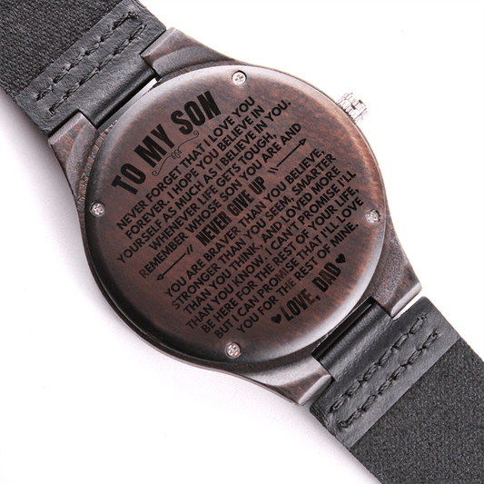 Watches To My Son - Love, Dad - Engraved Wood Watch - SS492D