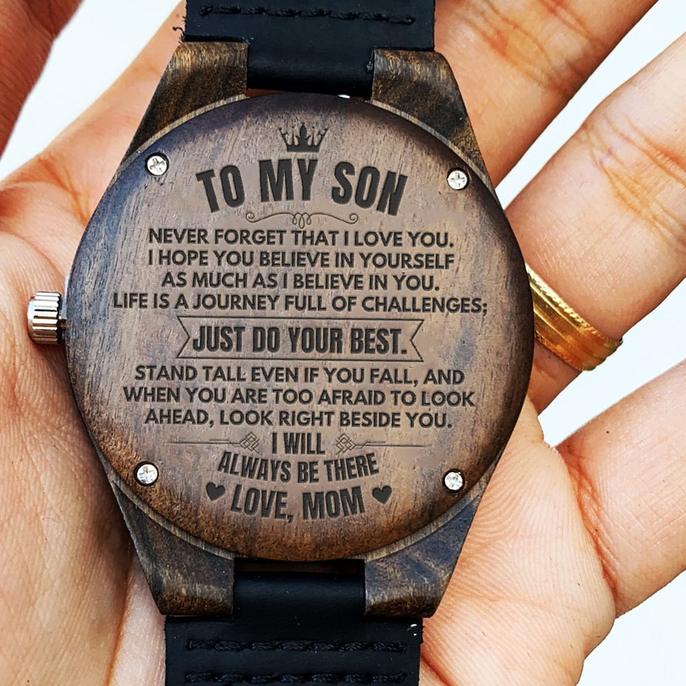 Watches To My Son - Love, Mom - Engraved Wood Watch - SS480