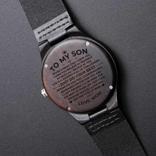 Watches To My Son - Love, Mom - Engraved Wood Watch - SS482M-V2