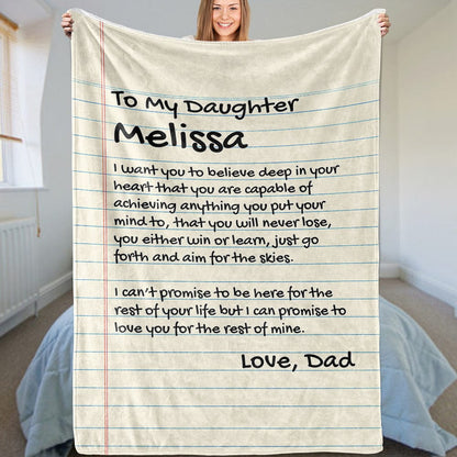 All Over Prints Daughter Love Note Style - Personalized Comfy Blanket - SS89
