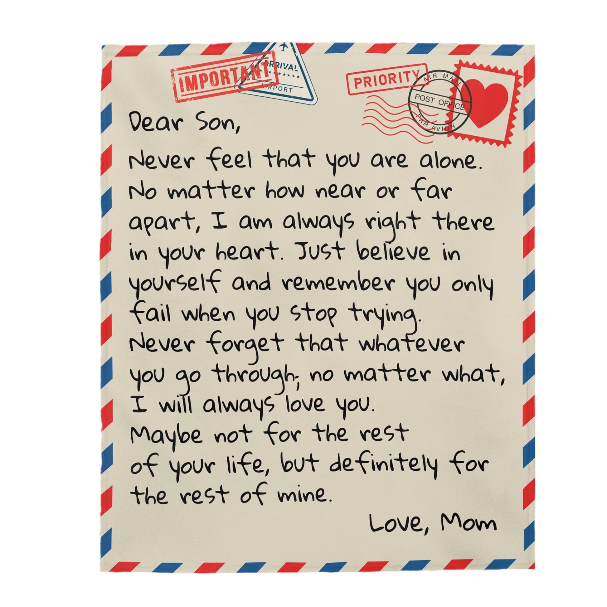 All Over Prints Dear Son - From Mom - Personalized Giant Love Letter Blanket - SS387