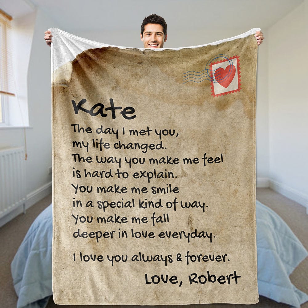 All Over Prints Vintage Style Giant Love Letter - Personalized Blanket - SS345