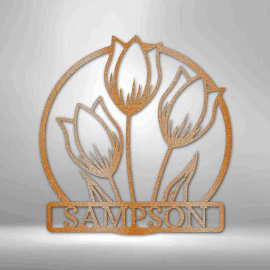 Custom Wild Tulip Monogram - Steel Sign
