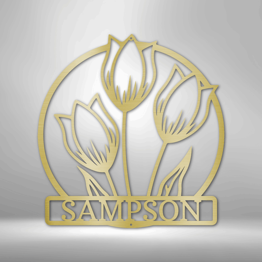 Custom Wild Tulip Monogram - Steel Sign