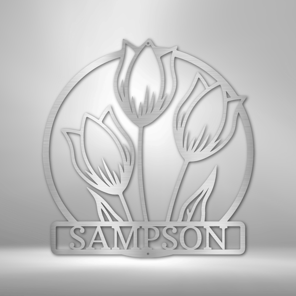 Custom Wild Tulip Monogram - Steel Sign