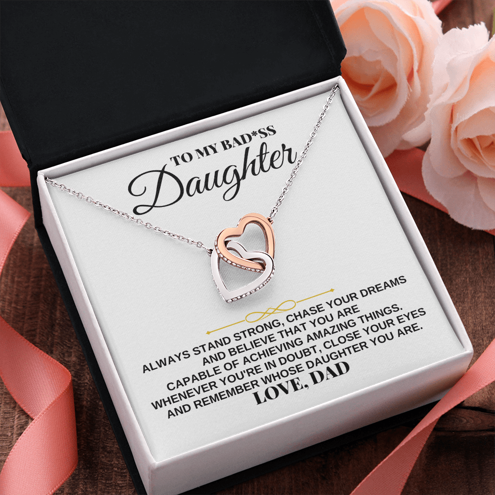 Jewelry To My Badass Daughter - Love Dad - Interlocking Hearts Gift Set - SS240D