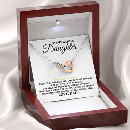 Jewelry To My Badass Daughter - Love Dad - Interlocking Hearts Gift Set - SS240D