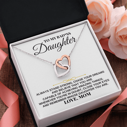 Jewelry To My Badass Daughter - Love Mom - Interlocking Hearts Gift Set - SS240M