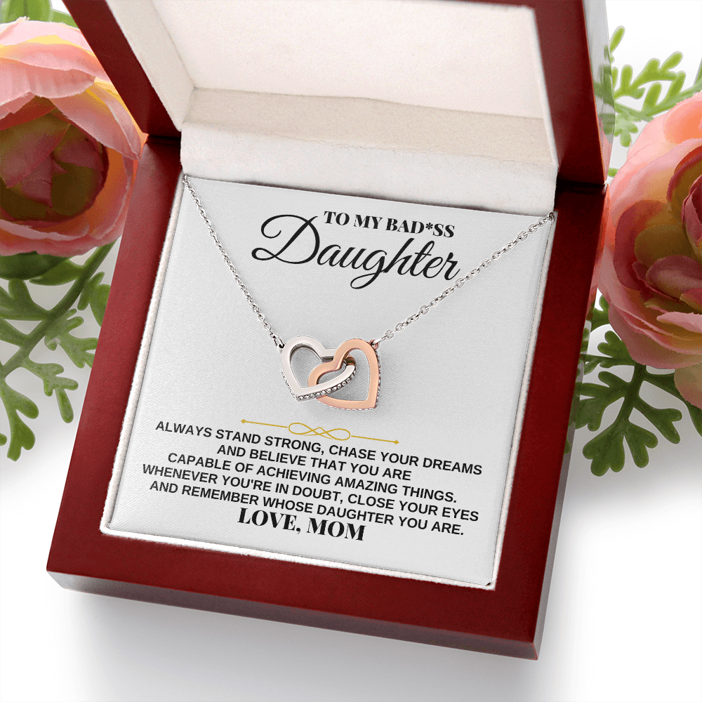 Jewelry To My Badass Daughter - Love Mom - Interlocking Hearts Gift Set - SS240M