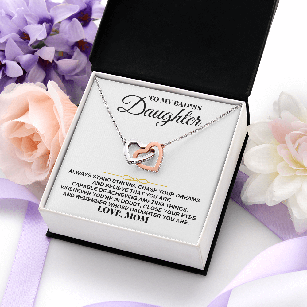 Jewelry To My Badass Daughter - Love Mom - Interlocking Hearts Gift Set - SS240M