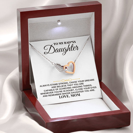 Jewelry To My Badass Daughter - Love Mom - Interlocking Hearts Gift Set - SS240M