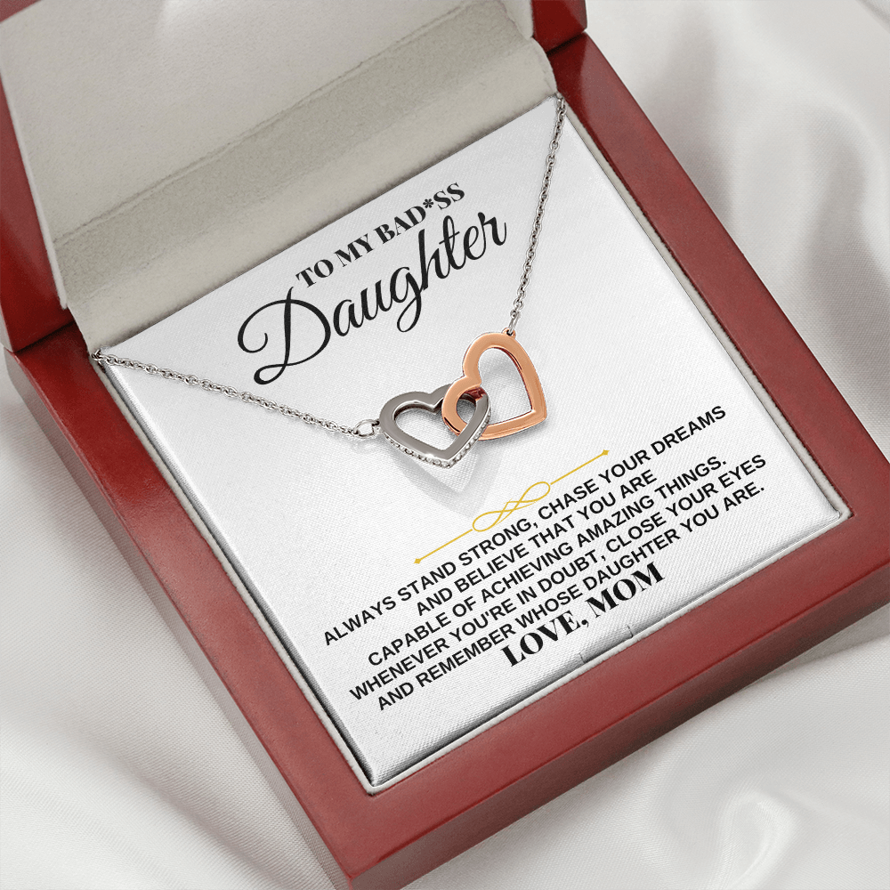 Jewelry To My Badass Daughter - Love Mom - Interlocking Hearts Gift Set - SS240M