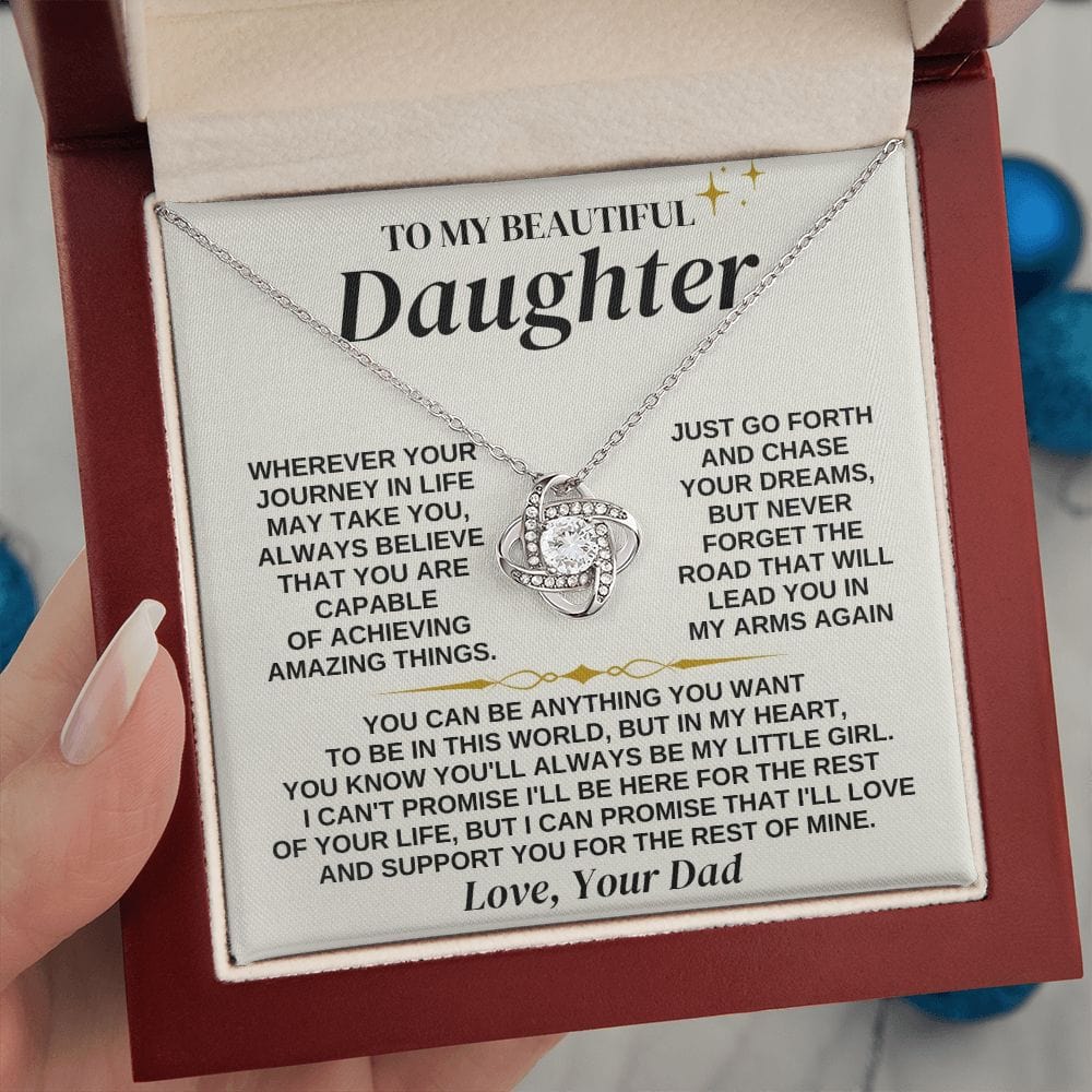 Jewelry To My Beautiful Daughter - Dad - Love Knot Necklace Gift Set - SS325