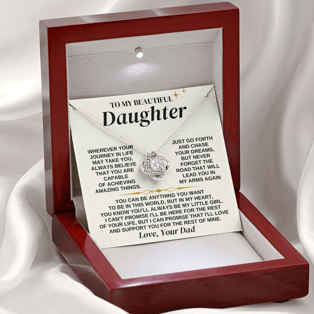 Jewelry To My Beautiful Daughter - Dad - Love Knot Necklace Gift Set - SS325