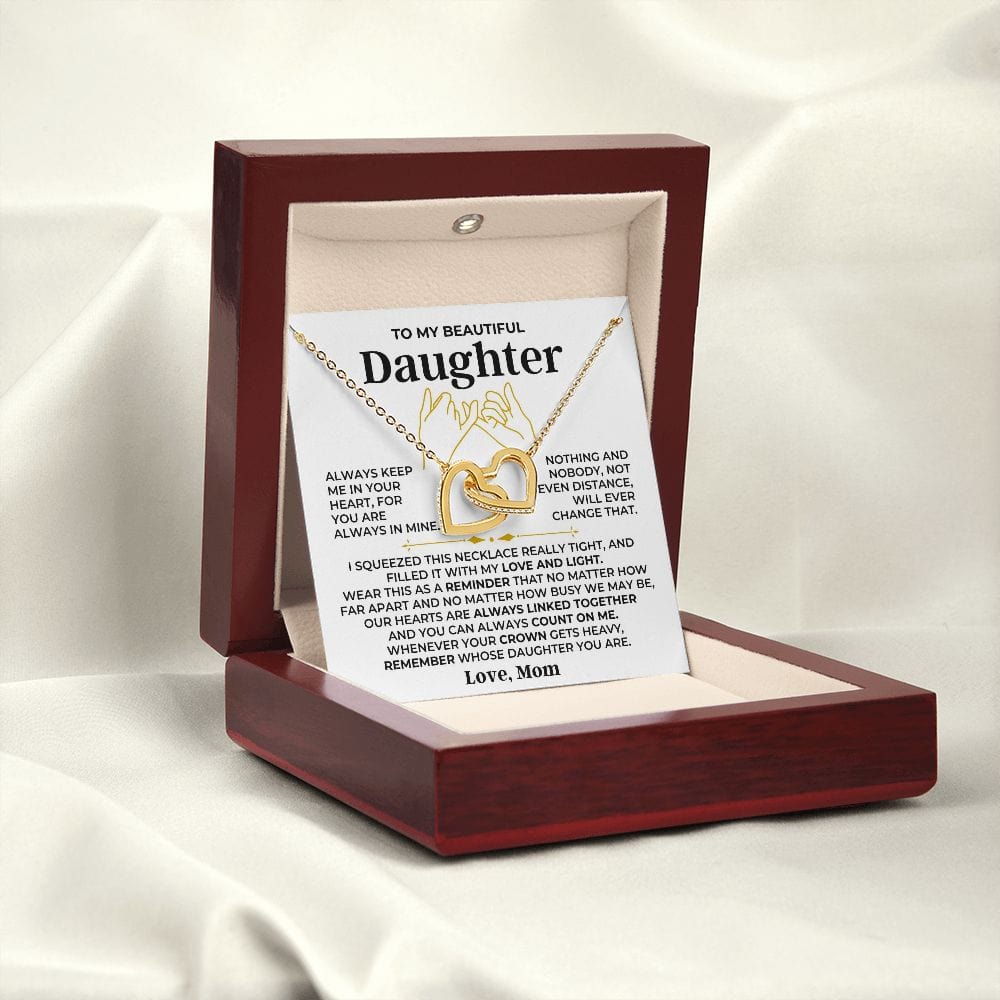 Jewelry To My Beautiful Daughter - Love Mom - Forever Linked Hearts Gift Set - SS408