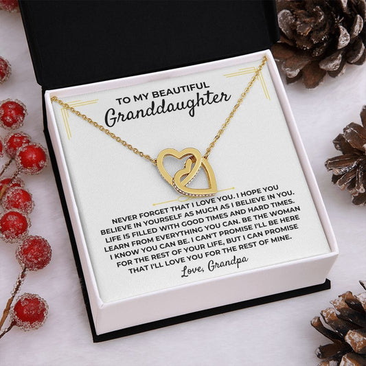 Jewelry To My Beautiful Granddaughter - Interlocked Gold Hearts Gift Set - SS390