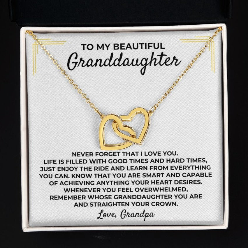 Jewelry To My Beautiful Granddaughter - Interlocked Gold Hearts Gift Set - SS393
