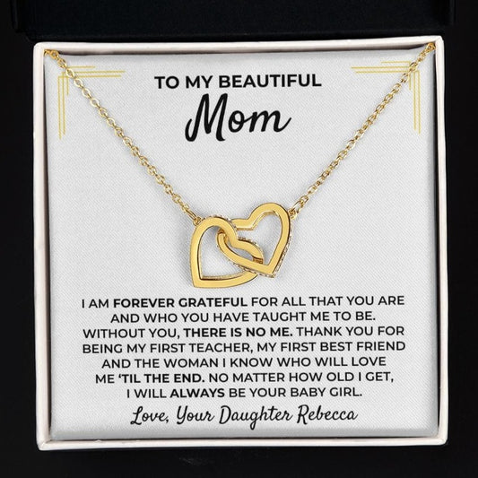 Jewelry To My Beautiful Mom - From Daughter - Interlocked Hearts Gift Set - SS396D