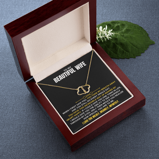 Jewelry To My Beautiful Wife - 0.07 Ct Solid 10k Gold w/ 18 Single-cut Diamonds - Gift Set - SS129