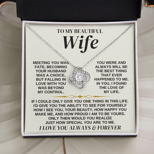 Jewelry To My Beautiful Wife - Love Knot Necklace Gift Set - SS323