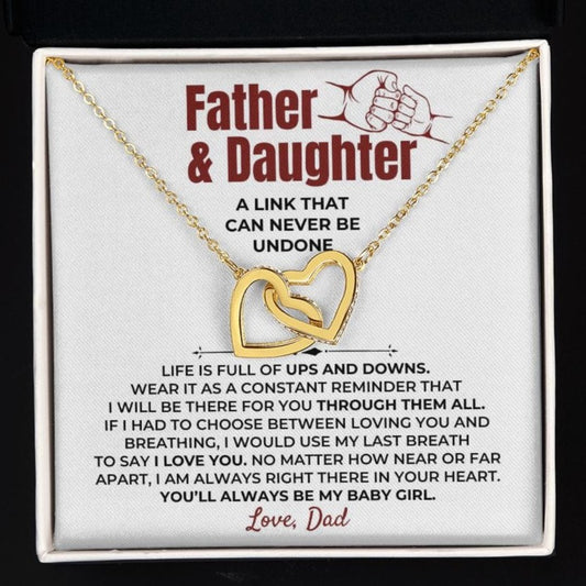 Jewelry To My Daughter - Love Dad - Beautiful Linked Hearts Gift Set - SS398D