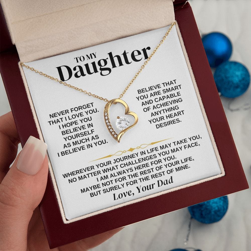 To My Daughter Forever Love Heart Necklace - Sentimental Jewelry Gift From Dad