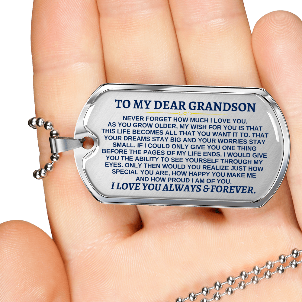 Jewelry To My Dear Grandson - Love Tag - SS287GS