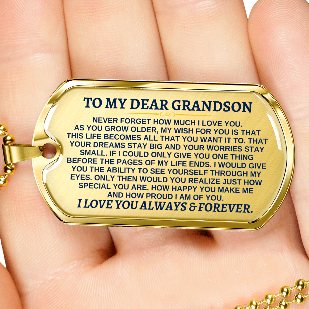 Jewelry To My Dear Grandson - Love Tag - SS287GS