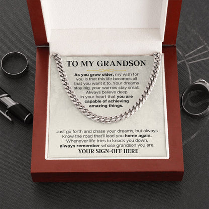 Jewelry To My Grandson - Big Dreams - Personalized Gift Set - SS192