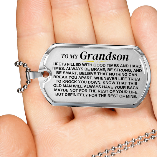 Jewelry To My Grandson - From Grandfather - Love Tag - SS375