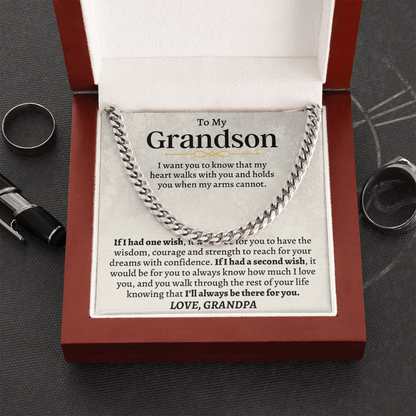 Jewelry To My Grandson - Love, Grandpa - Cuban Link Chain Gift Set - SS160