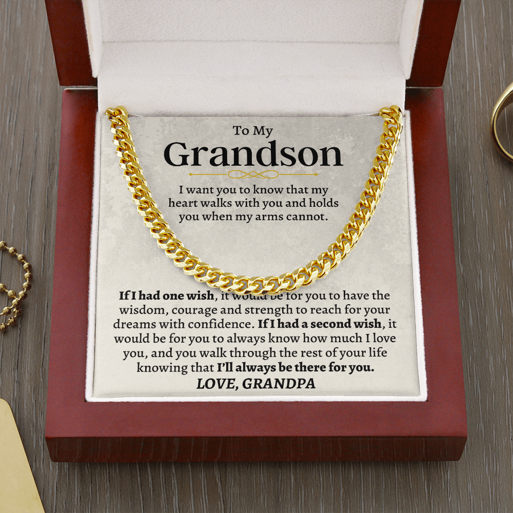 Jewelry To My Grandson - Love, Grandpa - Cuban Link Chain Gift Set - SS160