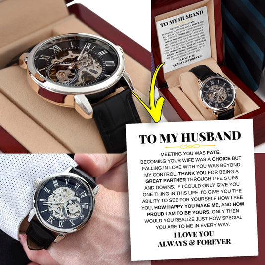 Jewelry To My Husband - Premium Automatic Openwork Watch - Gift Set - SS215