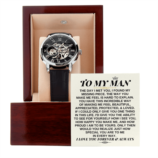 Jewelry To My Man - Premium Automatic Openwork Watch - Gift Set - SS246