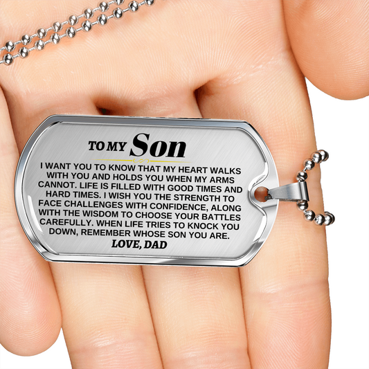 Jewelry To My Son - Love, Dad - Beautiful Love Tag - SS300D